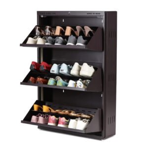 Metal Shoe Rack Double Decker Complete Set by Hangers Wala - 3 Rack Double Decker, Brown