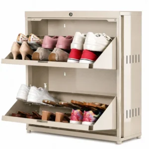 Metal Shoe Rack Double Decker Complete Set by Hangers Wala - 2 Rack Double Decker, Ivory