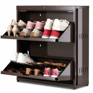 Metal Shoe Rack Double Decker Complete Set by Hangers Wala - 2 Rack Double Decker, Brown